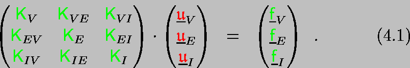 \begin{equation}
\begin{pmatrix}{\ensuremath{\color{green} {\sf K}} }_{V} & {\e...
...{\ensuremath{\color{green} {\sf f}} }}_I \end{pmatrix} \enspace .
\end{equation}