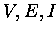 $V,E,I$