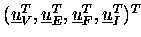 $(\underline{u}_V^T,\underline{u}_E^T,\underline{u}_F^T,\underline{u}_I^T)^T$