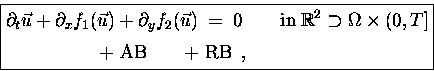 \begin{displaymath}
\boxed{
\begin{split}
& \partial_t \vec{u} + \partial_x f_...
...\hspace{1em}\text{+ AB\hspace{2em}+ RB} \enspace,
\end{split}}\end{displaymath}
