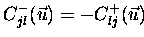 $C_{jl}^{-}(\vec{u}) = - C_{lj}^{+}(\vec{u})$