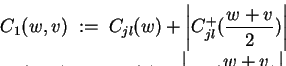\begin{displaymath}\begin{split}C_1(w,v) &\;:=\; C_{jl}^{+}(w) \  C_2(w,v) &\;:...
...stackrel{\mathrm{!}}{=}\; - C_{lj}^{+}(v) \;\right] \end{split}\end{displaymath}