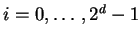 $ i=0,\ldots,2^{d}-1$