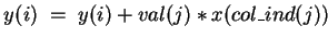 $ y(i)\;=\;y(i) + val(j) \ast x(col\_ind(j)) $