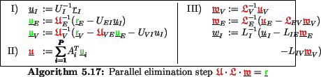 \begin{algorithmus}
% latex2html id marker 20413
[H]\caption{Parallel eliminatio...
...\ensuremath{\color{red}\mathfrak{w}}}}_V)$\ \\
\end{tabular}
\end{algorithmus}