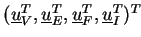 $ (\underline{u}_V^T,\underline{u}_E^T,\underline{u}_F^T,\underline{u}_I^T)^T$